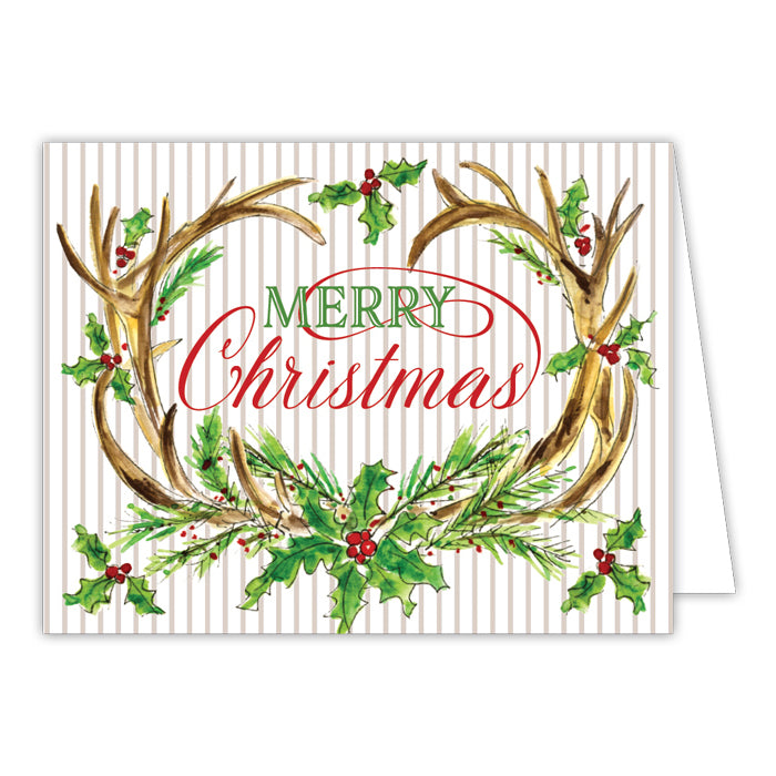 Merry Christmas Antlers Greeting Card