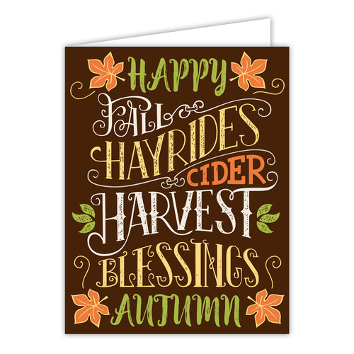 Happy Fall Hayrides Cider Harvest Blessings Autumn Greeting Card