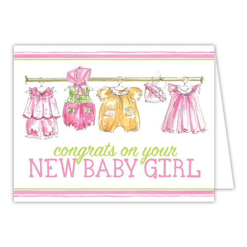 Congrats On Your New Baby Girl Small Folded Greeting Card