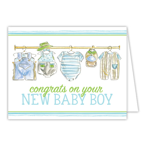 Congrats On Your New Baby Boy Small Folded Greeting Card
