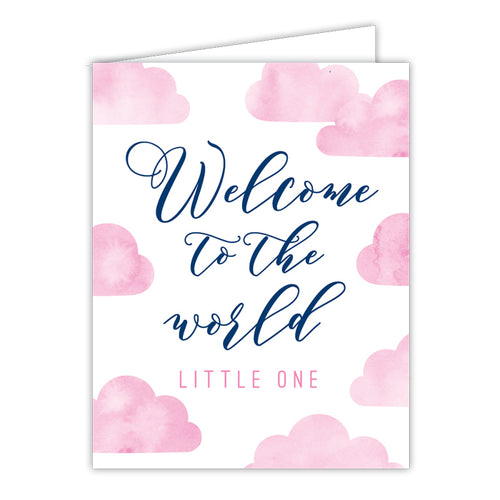 Welcome To The World Little One Pink Small Folded Greeting Card