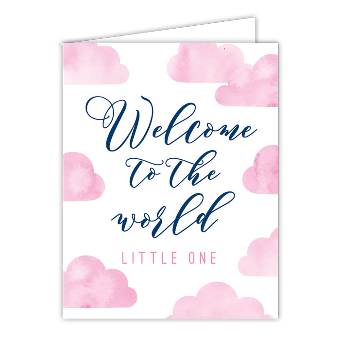 Welcome To The World Little One Pink Small Folded Greeting Card