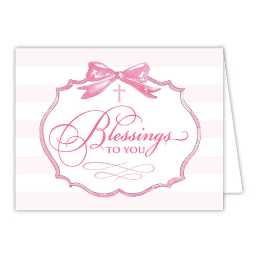 Blessings To You Pink Small Folded Greeting Card