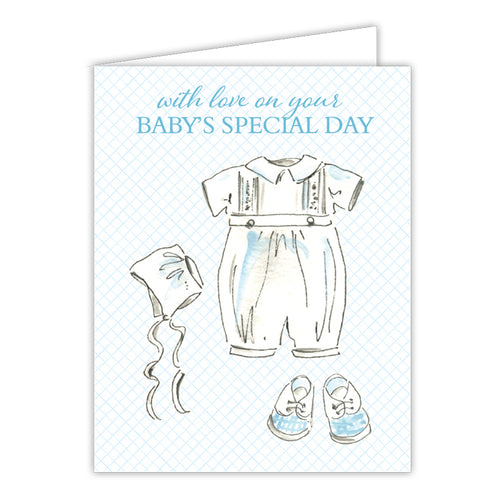 With Love On Your Baby's Special Day Blue Small Folded Greeting Card