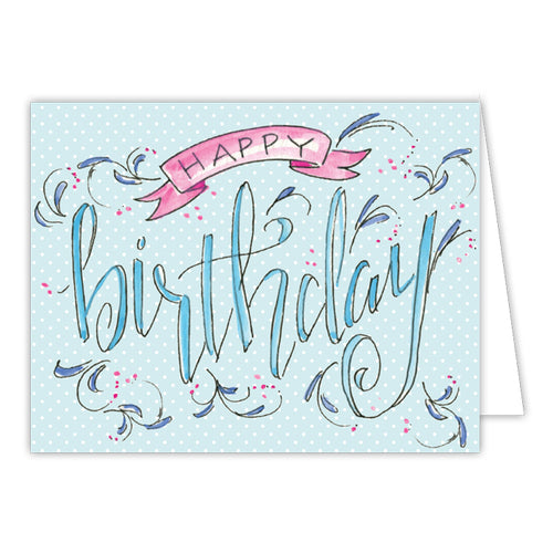 Handpainted Happy Birthday Small Folded Greeting Card