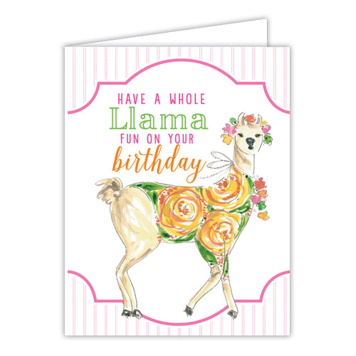 Have A Whole Llama Fun On Your Birthday Small Folded Greeting Card