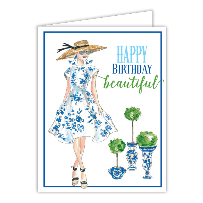 Fashionista Happy Birthday Beautiful Small Folded Greeting Card