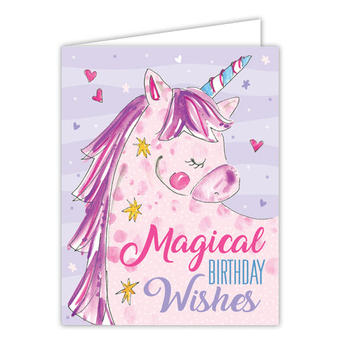 Magical Birthday Wishes Unicorn Small Folded Greeting Card