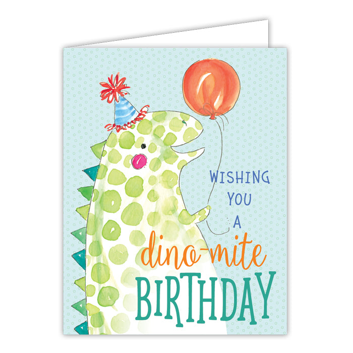 Wishing You A Dino-Mite Birthday Small Folded Greeting Card