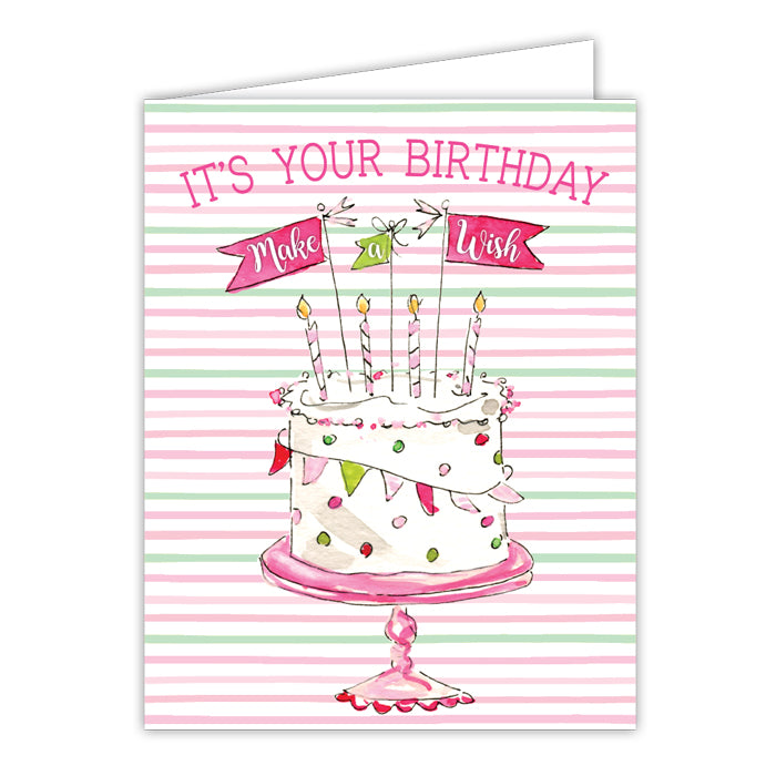 It's Your Birthday Make A Wish Pink Small Folded Greeting Card