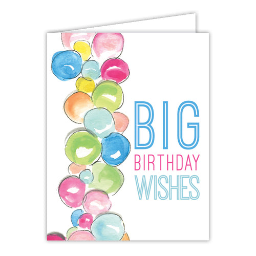Big Birthday Wishes Balloons Small Folded Greeting Card