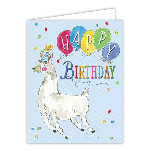 Happy Birthday Llama Small Folded Greeting Card