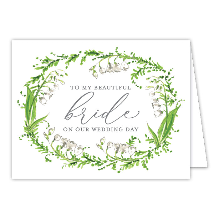 Wedding Greenery Wreath Bride Small Folded Greeting Card
