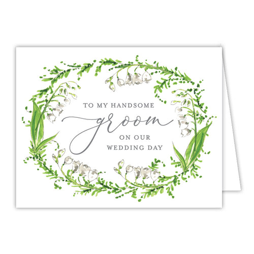 Wedding Greenery Wreath Groom Small Folded Greeting Card