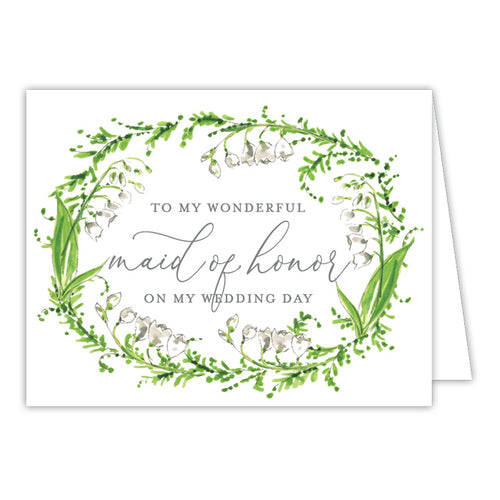 Wedding Greenery Wreath Maid of Honor Small Folded Greeting Card