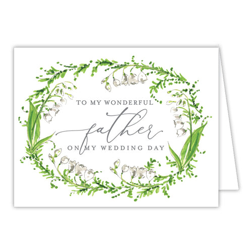 Wedding Greenery Wreath Father Small Folded Greeting Card