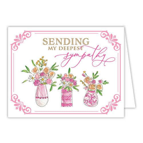 Sending My Deepest Sympathy Floral Vases Small Folded Greeting Card