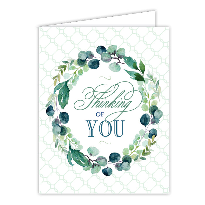 Thinking Of You Greenery Wreath Small Folded Greeting Card