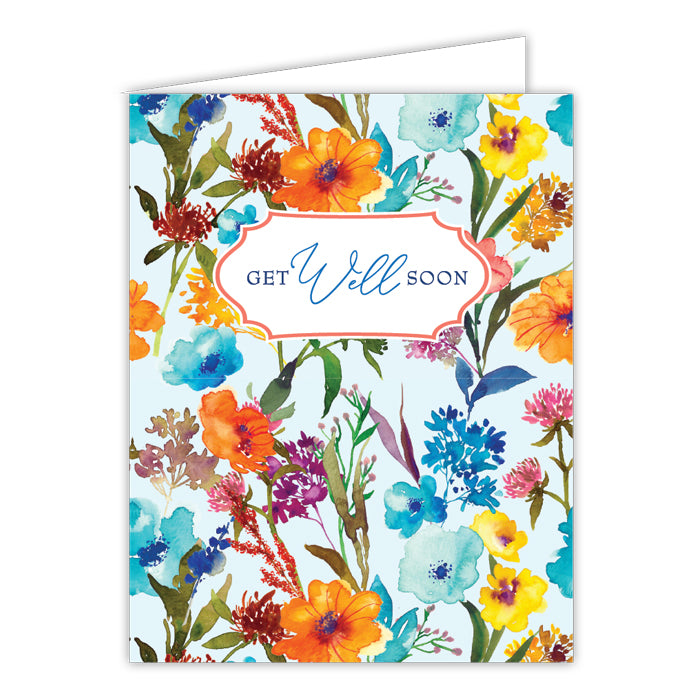Get Well Soon Fall Florals Small Folded Greeting Card