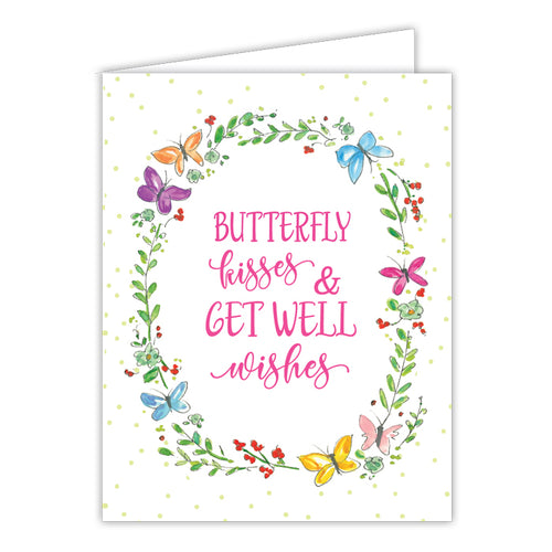 Butterfly Kisses & Get Well Wishes Small Folded Greeting Card