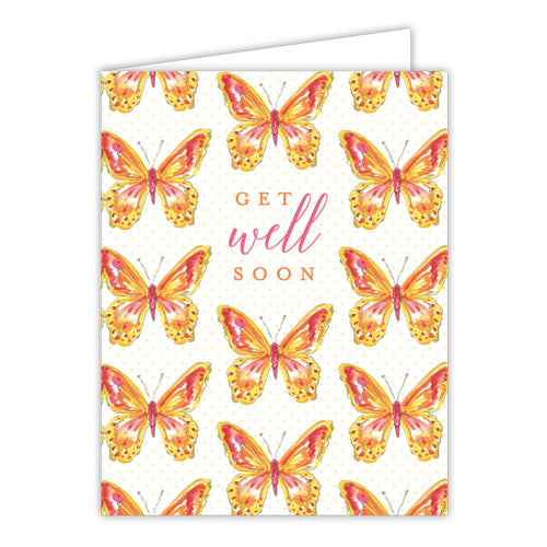 Get Well Soon Butterflies Small Folded Greeting Card