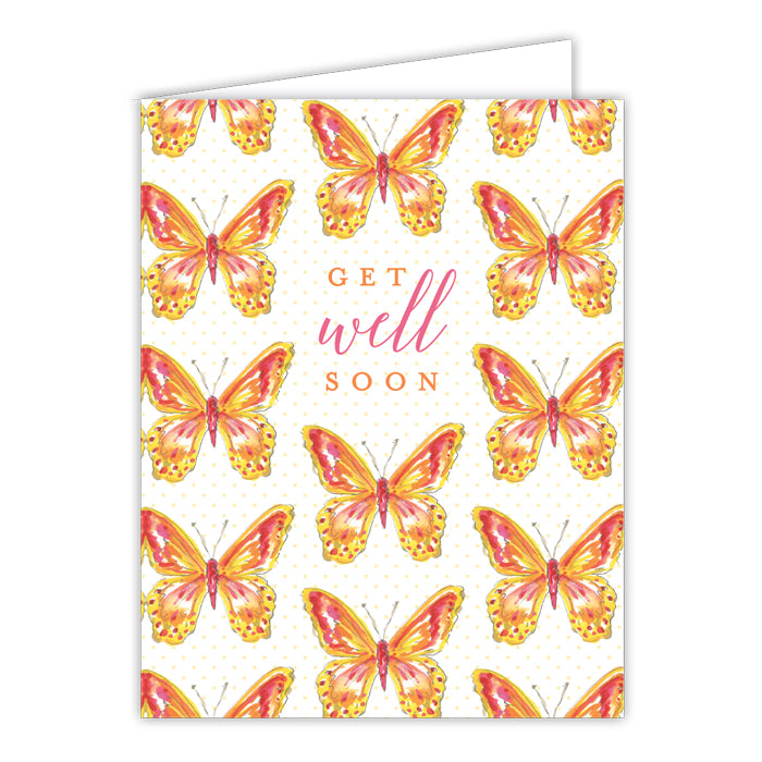 Get Well Soon Butterflies Small Folded Greeting Card
