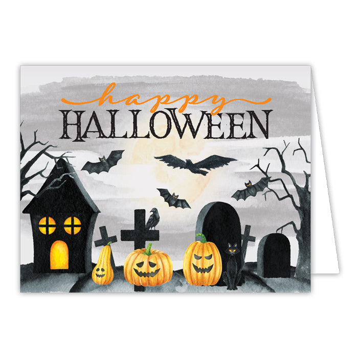 Happy Halloween Graveyard Greeting Card