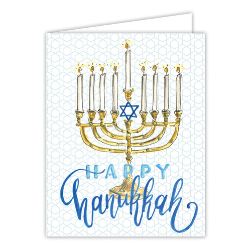 Happy Hanukkah Menorah Gold Greeting Card