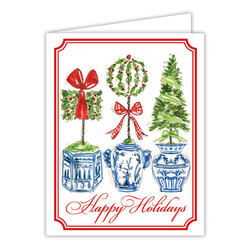 Happy Holidays Topiary Trio Greeting Card