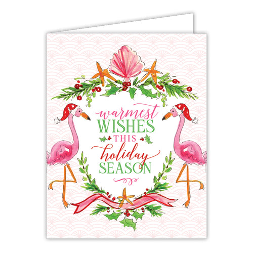 Warmest Wishes This Holiday Season Flamingos Greeting Card