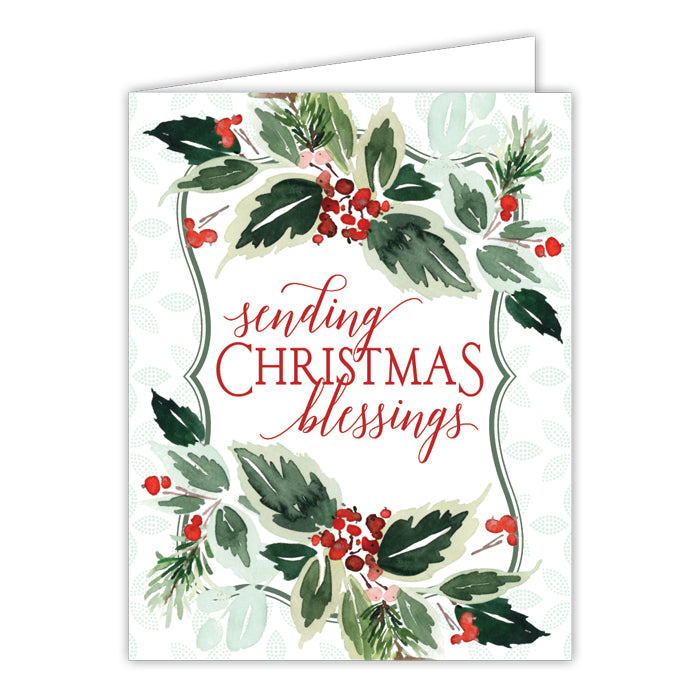 Sending Christmas Blessings Berry Greenery Greeting Card