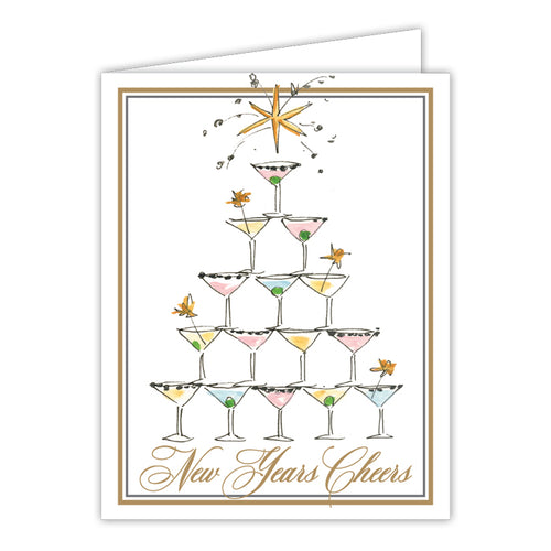New Years Cheers Champagne Tower Small Folded Greeting Card