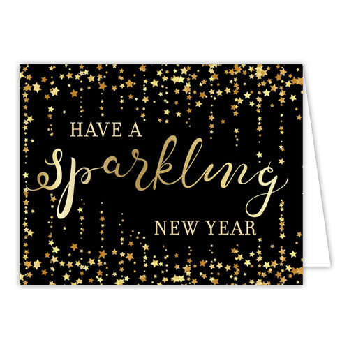 Have a Sparkling New Year Gold Stars Small Folded Greeting Card