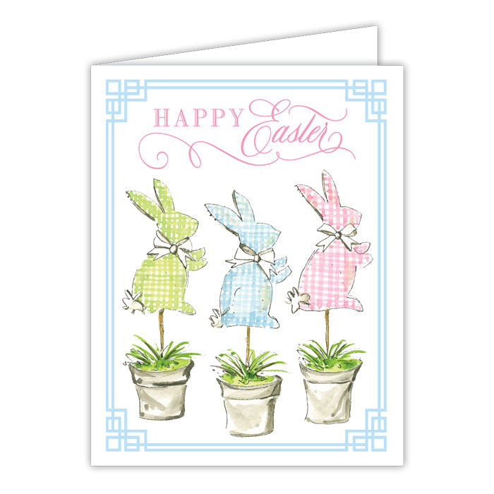 Happy Easter Bunny Topiaries Small Folded Greeting Card