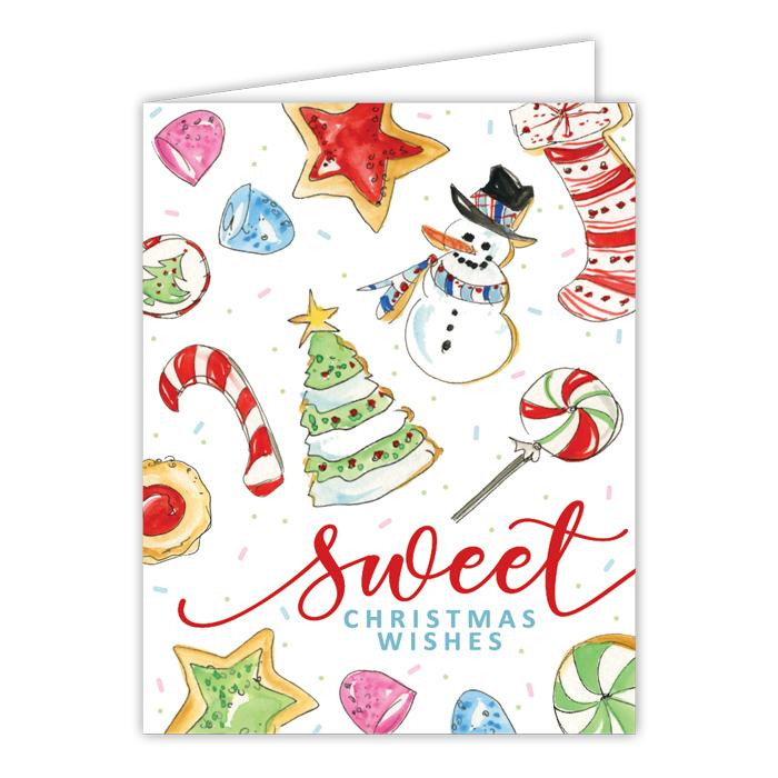 Sweet Christmas Wishes Handpainted Holiday Cookies Greeting Card