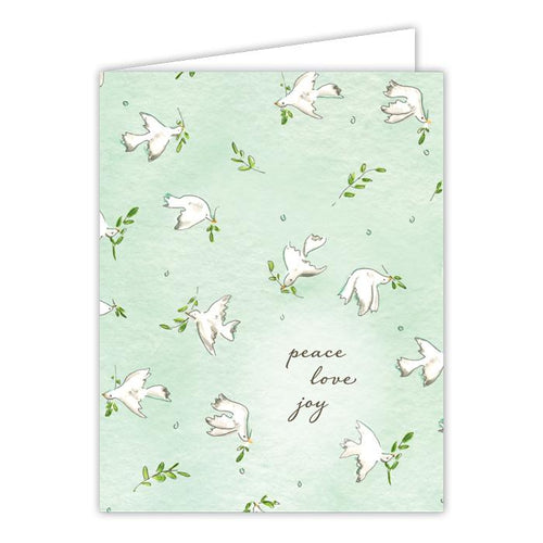 Peace Love Joy Handpainted Dove Pattern Greeting Card
