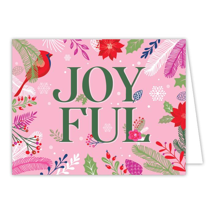 Joyful Pink and Green Blossoms Greeting Card