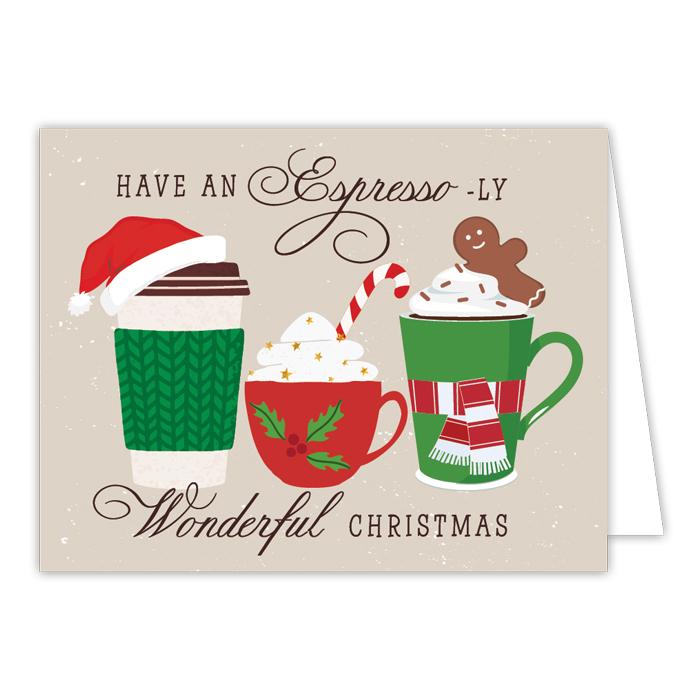 Have An Espresso-ly Wonderful Christmas Coffee Variety Greeting Card