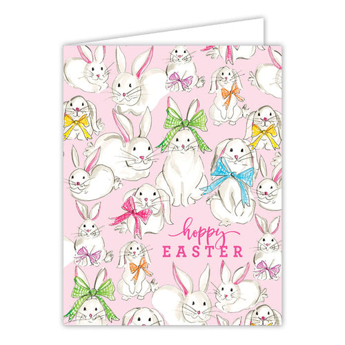 Hoppy Easter Handpainted Bunnies Greeting Card