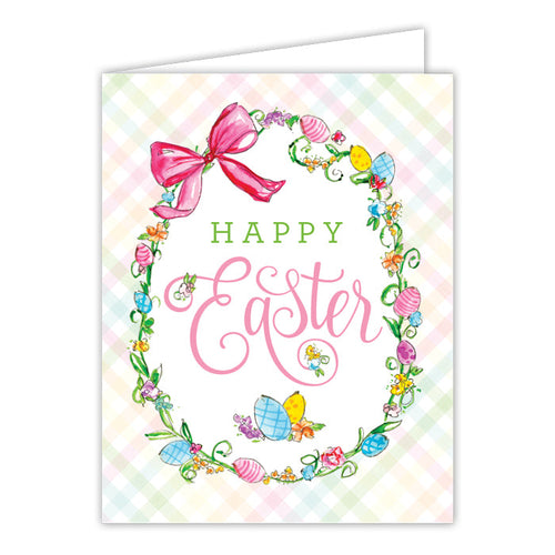 Happy Easter Handpainted Egg Wreath Greeting Card