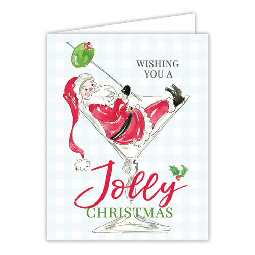 Wishing You A Jolly Christmas Santa Cocktail Greeting Card