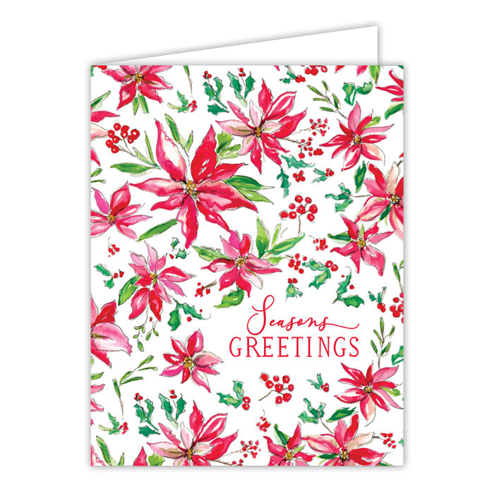 Poinsettias and Berries Greeting Card