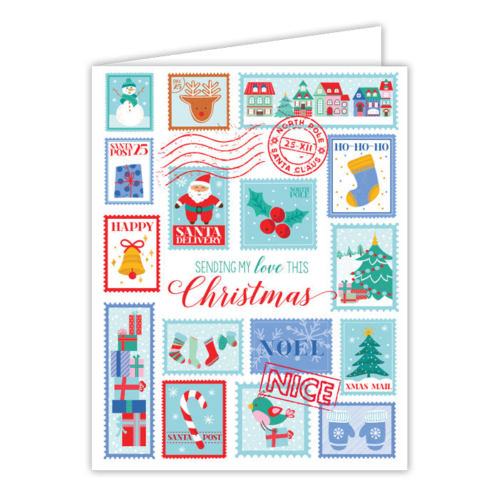 Sending My Love This Christmas Holiday Stamps Greeting Card