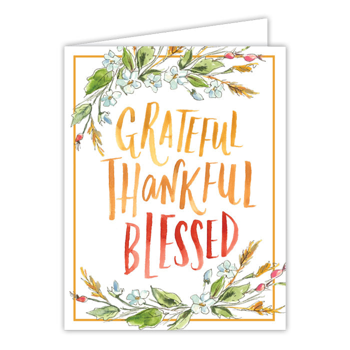Grateful Thankful Blessed Greeting Card