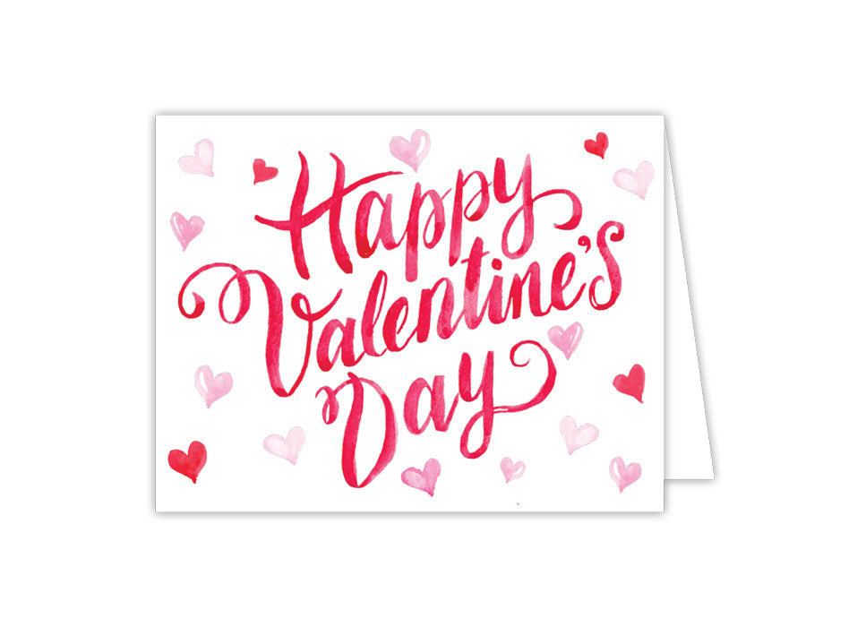 Happy Valentine’s Day Pink & Red Hearts Greeting Card