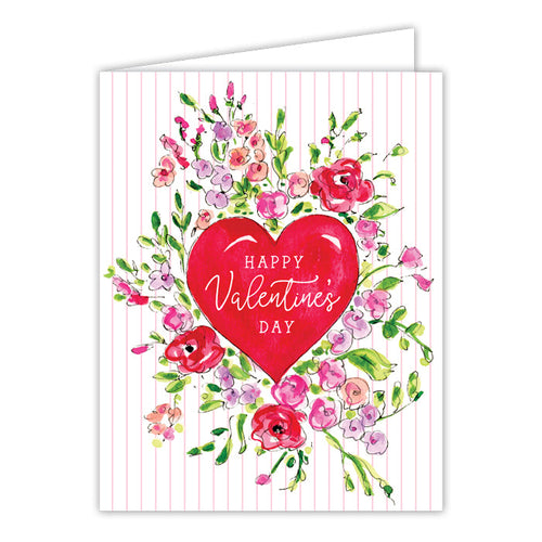 Floral Red Heart Greeting Card