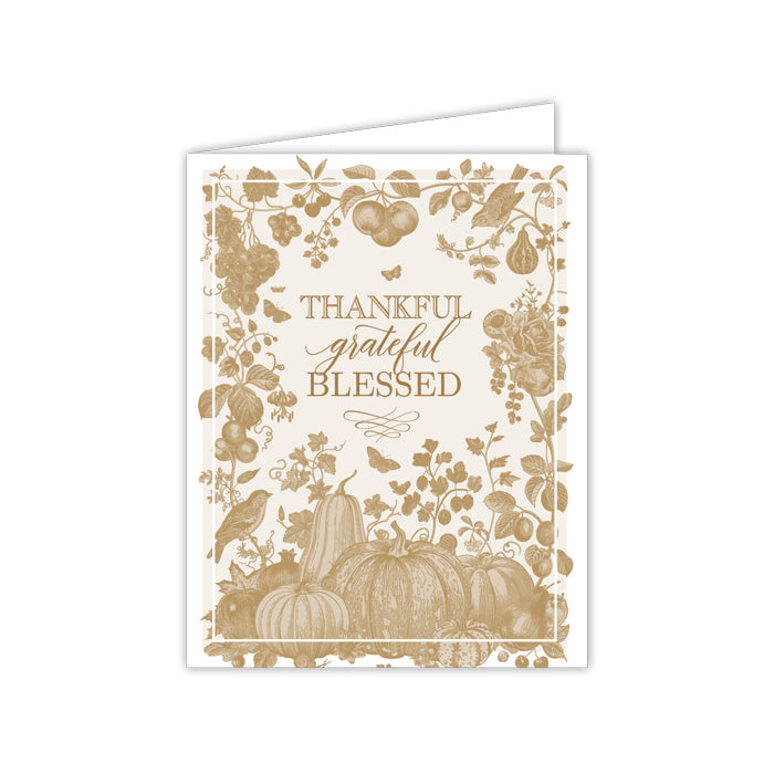 Gold Thanksful Grateful Blessed Greeting Card