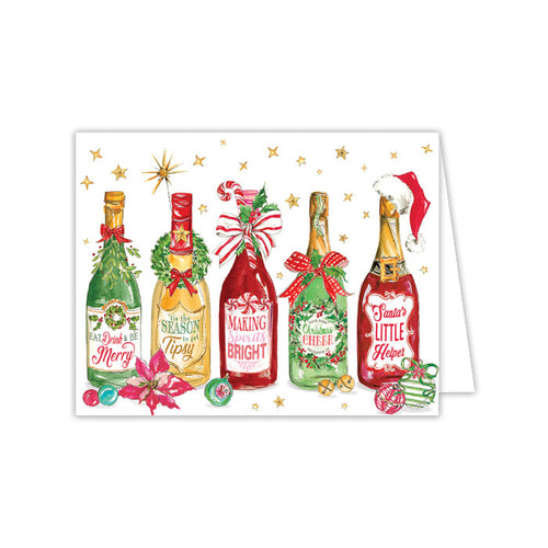 Christmas Wine Bottles Greeting Card