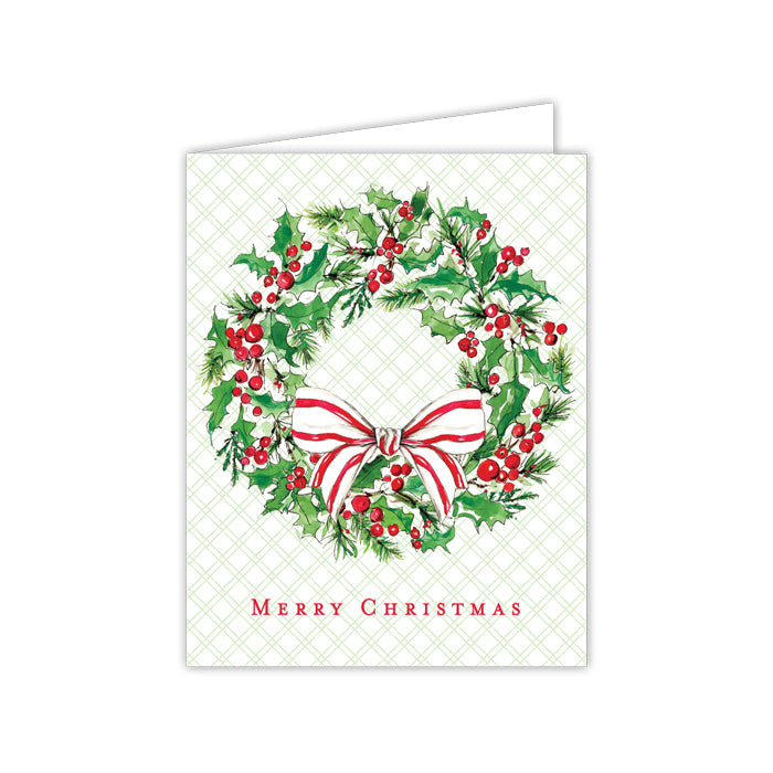 Traditional Wreath Merry Christmas Greeting Card