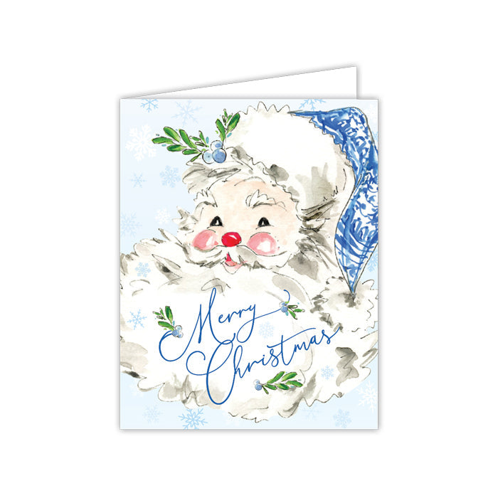 Blue & White Santa Greeting Card